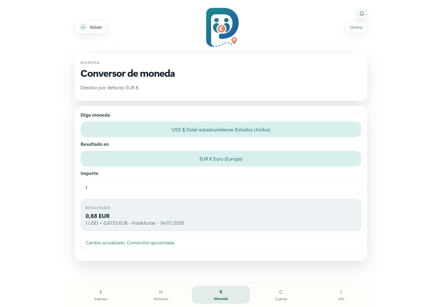 Pagueo: Currency conversion