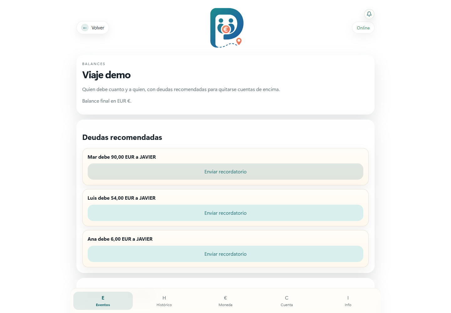 Pagueo: Balances and debts